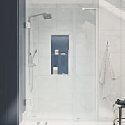 Ove Decors Tampa-Pro 43-1/8 in. W x 72 in. H Alcove Frameless Hinge Shower Door in Chrome